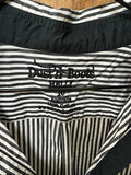 PreLoved- Dustin Boots- Black/White Striped Lond Sleeve Shirt- 10