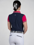 Amalia · Navy-Pink Equestrian Polo Shirt