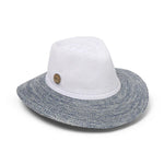 Evoke -Aston Polyester Fedora Hat - White/Light Blue