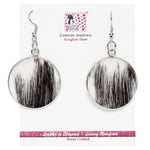 Sudan - Cowhide Round Drop Earrings