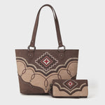 Montana West USA - Embroidered Aztec Collection Concealed Carry Tote-Set - Coffee