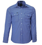 Men's Front Flap dual Pocket, Classic Fit L/S Shirt - Stripe