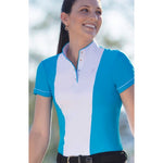 Huntington - Hilary Short Sleeved Shirt - White w/Turquoise