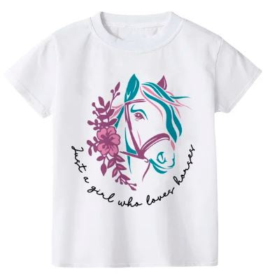 Kids -Just a Girl Who Loves Horses - T-Shirt